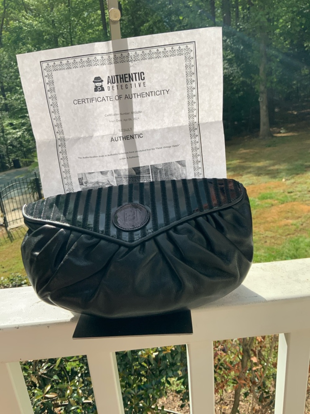 Fendi Rare Black VTG Leather Zippered Clutch with Logo Patch, COA and dust bag - Picture 4 of 16